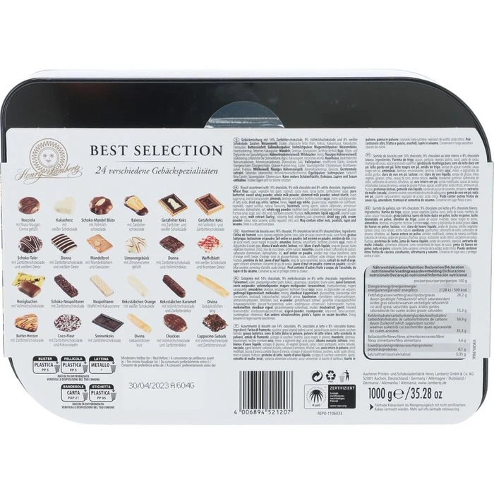 Lambertz Kekse Best Selection, In Blechdose, 24 Sorten, 1000g 6 Lambertz Kekse Best Selection, In Blechdose, 24 Sorten, 1000g – Bild 6