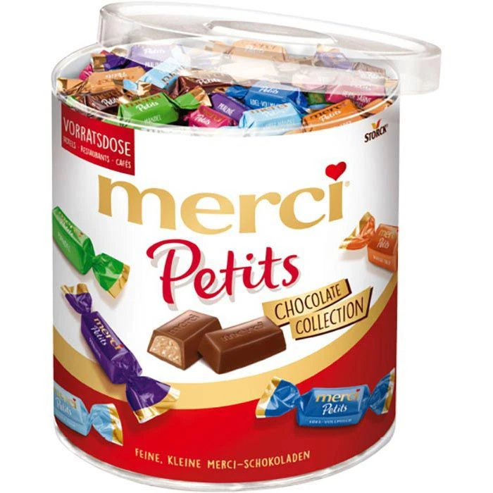 Merci Minischokolade Petits ChocolateCollection, Gefüllte Schokoladen-Spezialitäten, Ca.167 Stück (1kg) 1 Merci Minischokolade Petits ChocolateCollection, Gefüllte Schokoladen-Spezialitäten, Ca.167 Stück (1kg)