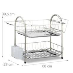 Relaxdays Abtropfgestell 10020389, 2 Etagen, Geschirr & Besteck, Edelstahl, 60x40x28cm, Silber -Heimladen 150515996706c7fea6b08e9424de0f9e2e408dc2 abtropfgestell relaxdays 10020389 2 etagen