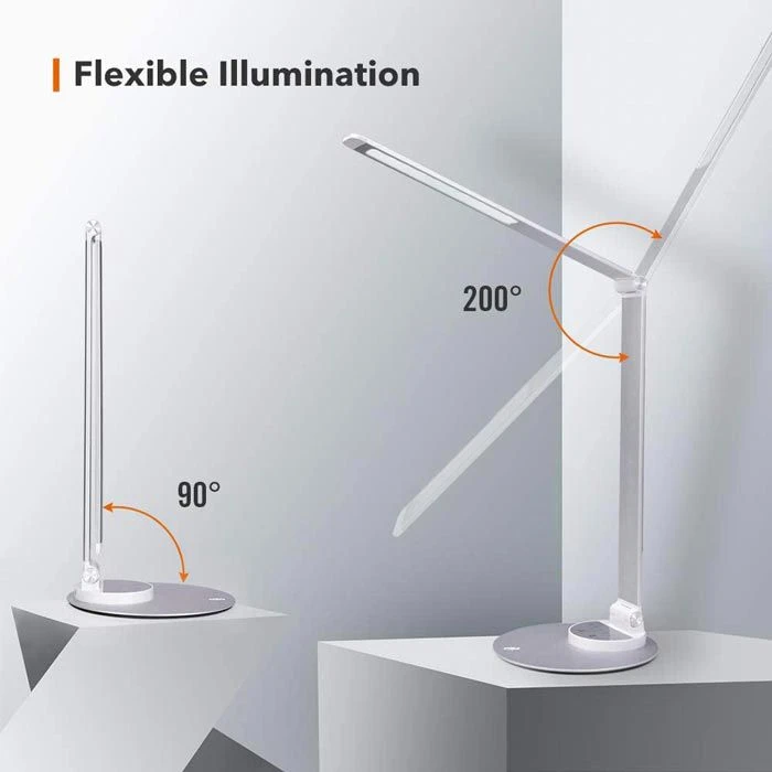 TaoTronics Schreibtischlampe TT-DL22 LED, Standfuß, Dimmbar, USB, Silber 4 TaoTronics Schreibtischlampe TT-DL22 LED, Standfuß, Dimmbar, USB, Silber – Bild 4