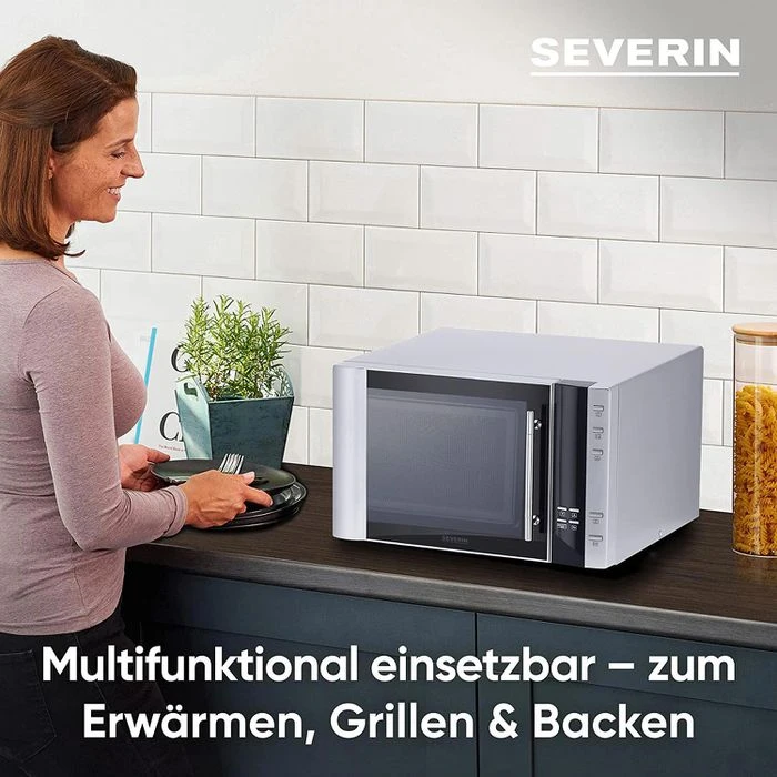Severin Mikrowelle MW 7775, Mit Grill, 900 Watt, Grill 1100 W, Heißluft, 30 Liter, Silber 2 Severin Mikrowelle MW 7775, Mit Grill, 900 Watt, Grill 1100 W, Heißluft, 30 Liter, Silber – Bild 2