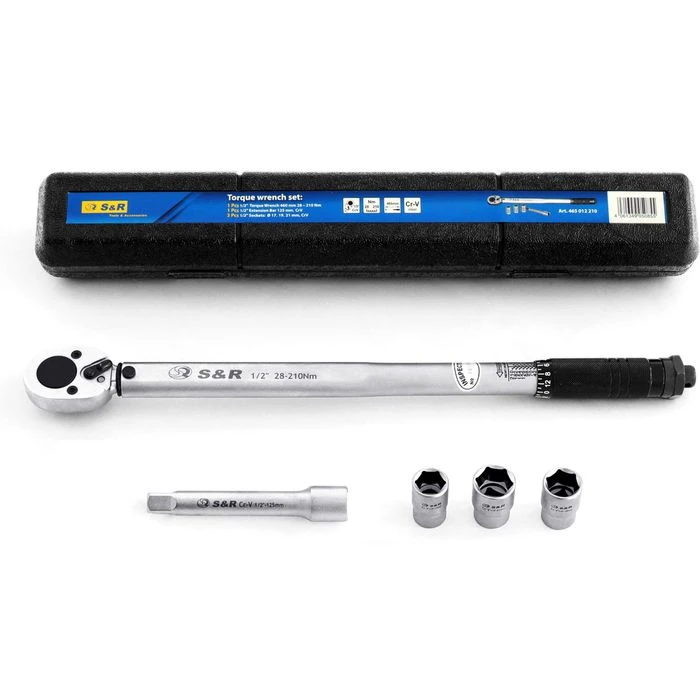 S&R Drehmomentschlüssel 465012210, Set, 1/2 Zoll, Mit Umschaltknarre, 28 - 210 Nm 1 S&R Drehmomentschlüssel 465012210, Set, 1/2 Zoll, Mit Umschaltknarre, 28 - 210 Nm
