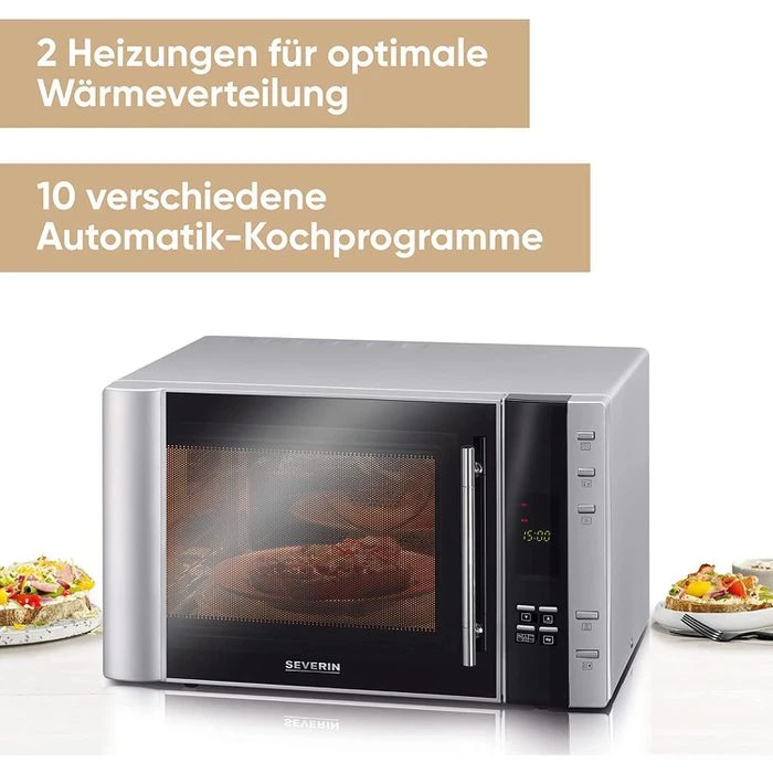 Severin Mikrowelle MW 7775, Mit Grill, 900 Watt, Grill 1100 W, Heißluft, 30 Liter, Silber 3 Severin Mikrowelle MW 7775, Mit Grill, 900 Watt, Grill 1100 W, Heißluft, 30 Liter, Silber – Bild 3