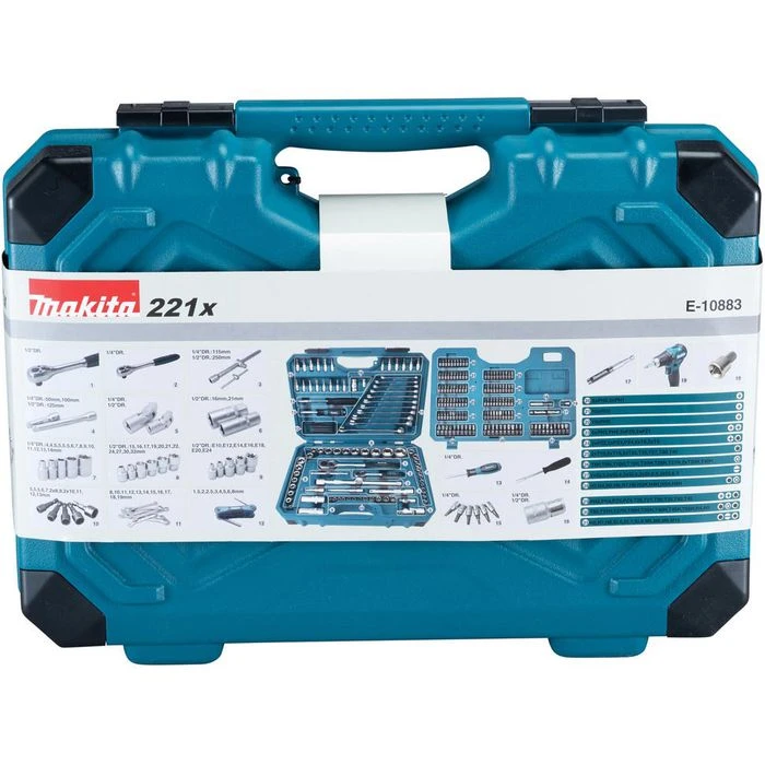 Makita Werkzeugkoffer E-10883, Werkzeug-Set, 221-teilig, Im Klappkoffer 2 Makita Werkzeugkoffer E-10883, Werkzeug-Set, 221-teilig, Im Klappkoffer – Bild 2