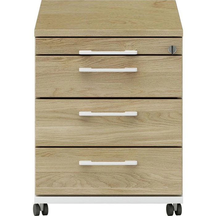 Röhr Rollcontainer Objekt.pur, Eiche Massivholz, Eiche / Weiß, Mit 4 Schüben, Abschließbar 4 Röhr Rollcontainer Objekt.pur, Eiche Massivholz, Eiche / Weiß, Mit 4 Schüben, Abschließbar – Bild 4