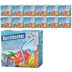 Durstlöscher Eistee Pfirsich, Erfrischungsgetränk, Je 0,5 Liter, 12 Stück