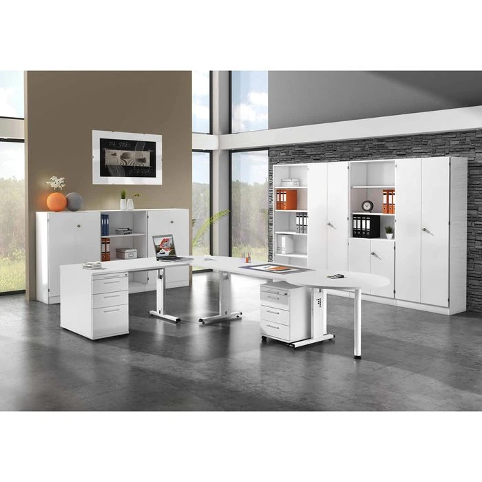 Hammerbacher Schreibtisch O-Serie, Weiß, Verstellbar, 140 X 65-85 X 67,2cm, Mini Office 7 Hammerbacher Schreibtisch O-Serie, Weiß, Verstellbar, 140 X 65-85 X 67,2cm, Mini Office – Bild 7