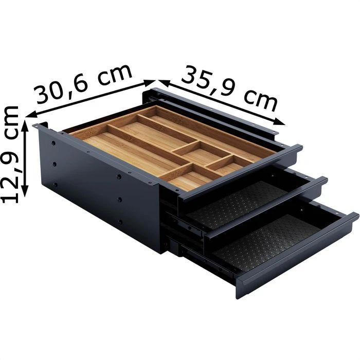 Actiforce Unterbauschublade TRI Grip, Schwarz, Breite 30,6 Cm, Für Schreibtische 2 Actiforce Unterbauschublade TRI Grip, Schwarz, Breite 30,6 Cm, Für Schreibtische – Bild 2