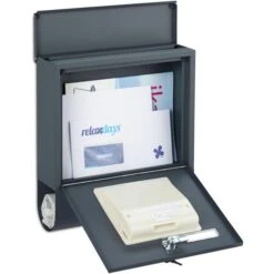 Relaxdays Briefkasten Mit Beleuchtung, Anthrazit, Stahl, 30,5x33,5x10cm, Zeitungsfach, Sichtfenster -Heimladen 4a2376e10934538e93dda18e034abc92904be838 briefkasten relaxdays mit beleuchtung anthrazit
