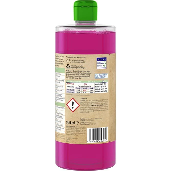 Love-Nature Waschmittel Cherry Blossom, Flüssig, Bunt-Waschmittel, ökologisch, 960 Ml, 20 WL 3 Love-Nature Waschmittel Cherry Blossom, Flüssig, Bunt-Waschmittel, ökologisch, 960 Ml, 20 WL – Bild 3