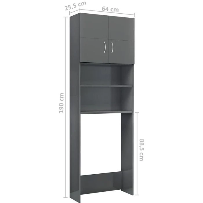 VidaXL Waschmaschinenschrank 800035, 64 X 190 X 25,5cm, Grau Hochglanz 2 VidaXL Waschmaschinenschrank 800035, 64 X 190 X 25,5cm, Grau Hochglanz – Bild 2