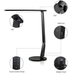 TaoTronics Schreibtischlampe TT-DL10 LED, Dimmbar, Schwarz, USB, Mit Standfuß -Heimladen 5b940862dd55f6d2c4cc510e3d6fde77d2836d7b schreibtischlampe taotronics tt dl10 led
