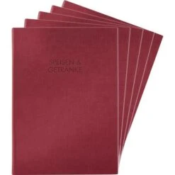 Sigel Speisekarte SM112, Speisen & Getränke, A4, Kunststoff, Erweiterbar, Bordeauxrot, 5 Stück