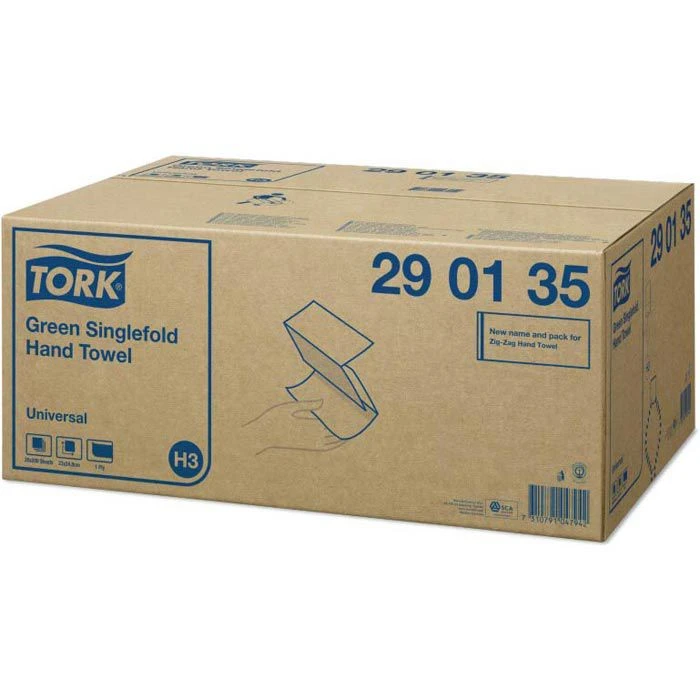 Tork 290135 Universal, 1-lagig, 25x23 Cm, Grün, Zick-Zack, H3, 4000 Stück, Papierhandtücher 4 Tork 290135 Universal, 1-lagig, 25x23 Cm, Grün, Zick-Zack, H3, 4000 Stück, Papierhandtücher – Bild 4
