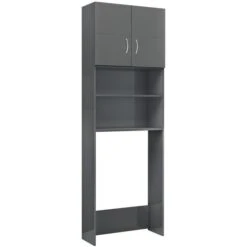VidaXL Waschmaschinenschrank 800035, 64 X 190 X 25,5cm, Grau Hochglanz