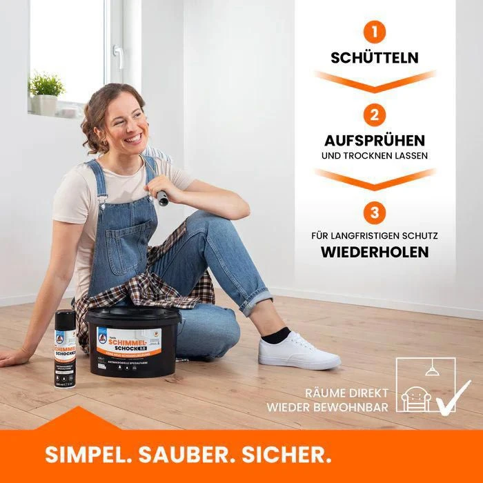 P.C.I Anti-Schimmel-Farbe Schimmel Schock 4.0, Spray, Weiß, Antibakteriell, 300 Ml 3 P.C.I Anti-Schimmel-Farbe Schimmel Schock 4.0, Spray, Weiß, Antibakteriell, 300 Ml – Bild 3