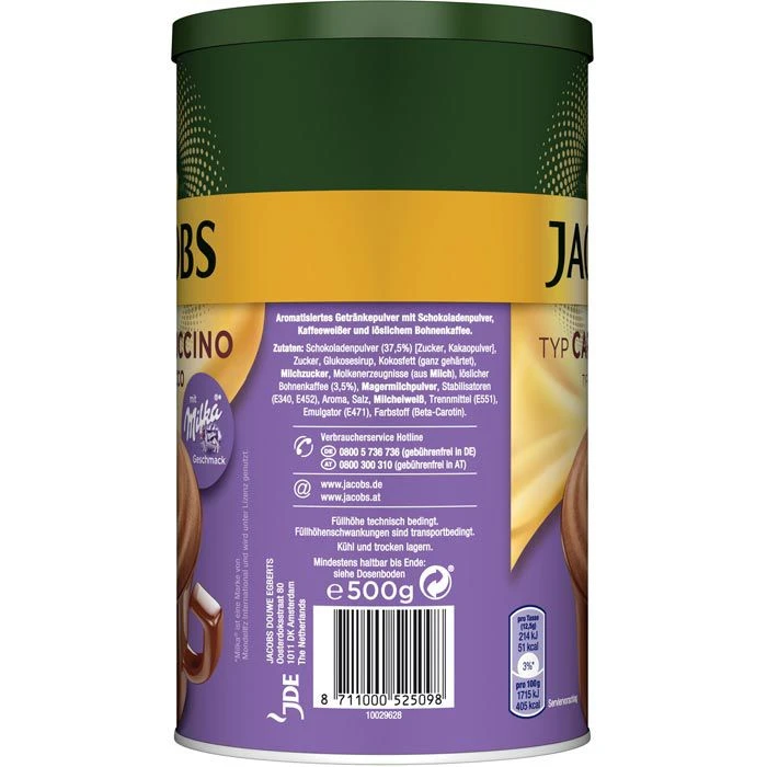 Jacobs Kaffee Cappuccino Milka Choco, Instant-Kaffee, Mild, 500g 3 Jacobs Kaffee Cappuccino Milka Choco, Instant-Kaffee, Mild, 500g – Bild 3