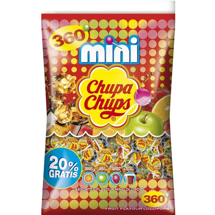 Chupa-Chups Lutscher Mini Lutscher, 1800g (1,8kg), 360 Stück 1 Chupa-Chups Lutscher Mini Lutscher, 1800g (1,8kg), 360 Stück