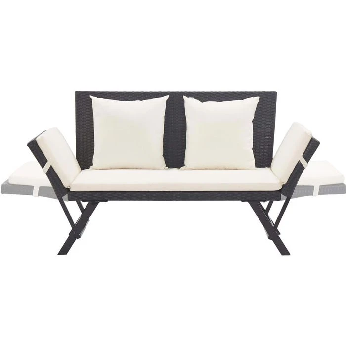 VidaXL Gartenbank 46230, 2-Sitzer, Mit Armlehnen, Wetterfest, Schwarz / Weiß, Polyrattan 2 VidaXL Gartenbank 46230, 2-Sitzer, Mit Armlehnen, Wetterfest, Schwarz / Weiß, Polyrattan – Bild 2