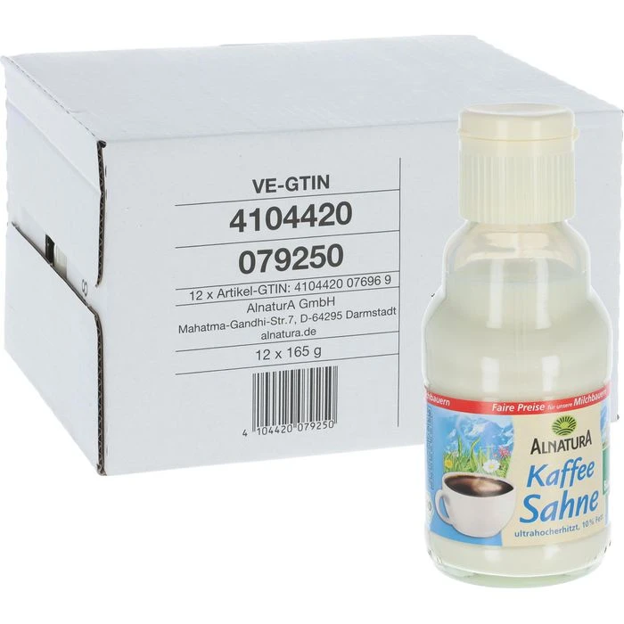 Alnatura Kaffeesahne 10% Fett, BIO, In Der Flasche, Je 165g, 12 Stück 1 Alnatura Kaffeesahne 10% Fett, BIO, In Der Flasche, Je 165g, 12 Stück