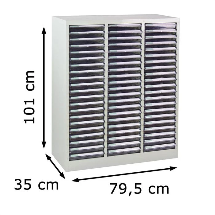 ADB Schubladenschrank SC3x21, 40615, Lichtgrau, Aus Metall, A4, 63 Transparente Schübe 2 ADB Schubladenschrank SC3x21, 40615, Lichtgrau, Aus Metall, A4, 63 Transparente Schübe – Bild 2