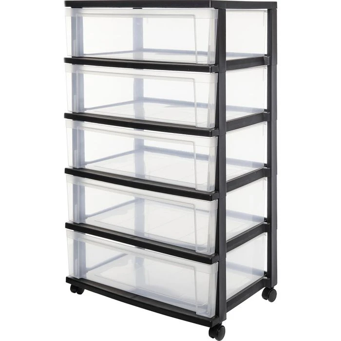 Iris Rollcontainer NSW-605, Kunststoff, Schwarz, Mit 5 Schüben A 34 Liter, 60 X 95 X 41cm 1 Iris Rollcontainer NSW-605, Kunststoff, Schwarz, Mit 5 Schüben A 34 Liter, 60 X 95 X 41cm