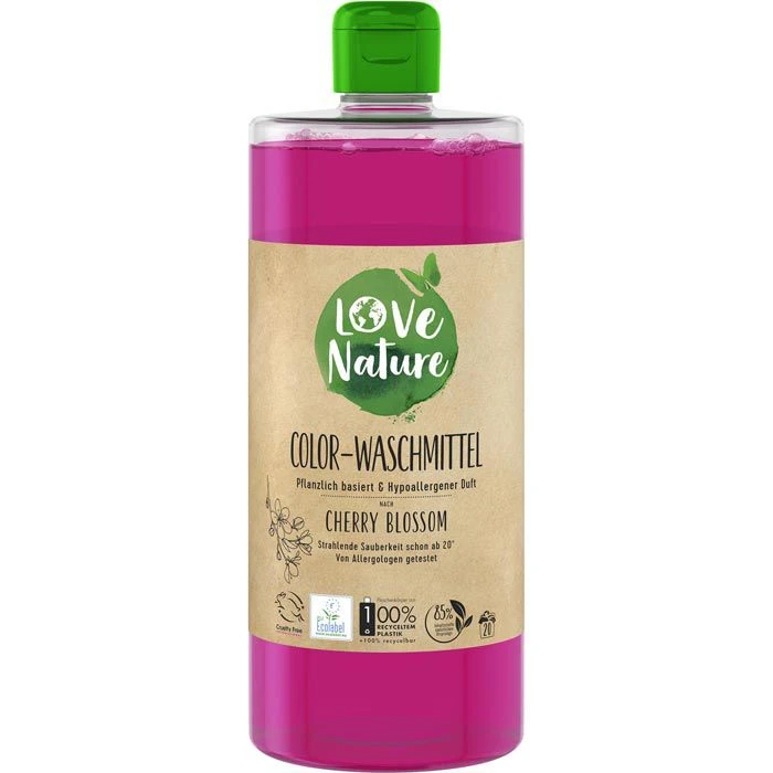 Love-Nature Waschmittel Cherry Blossom, Flüssig, Bunt-Waschmittel, ökologisch, 960 Ml, 20 WL 1 Love-Nature Waschmittel Cherry Blossom, Flüssig, Bunt-Waschmittel, ökologisch, 960 Ml, 20 WL