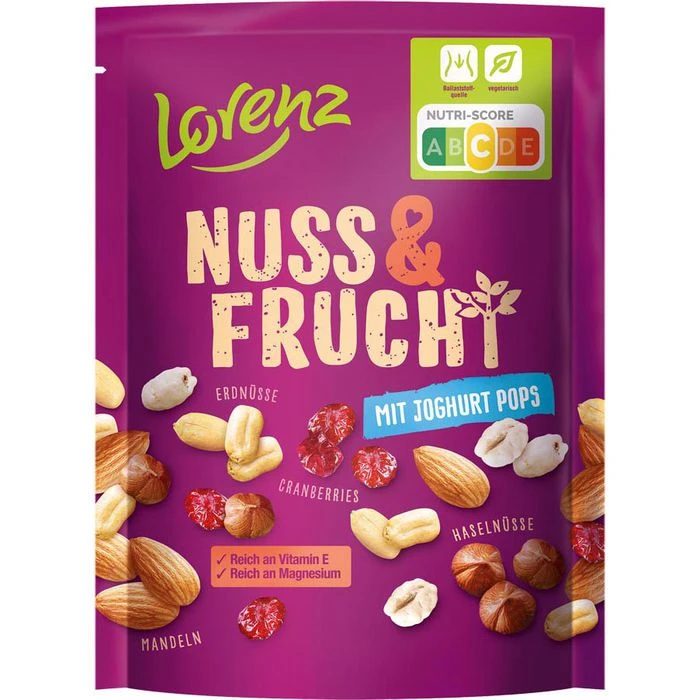 Lorenz Studentenfutter Nuss & Frucht, Mit Joghurt Pops & Cranberries, 100g 1 Lorenz Studentenfutter Nuss & Frucht, Mit Joghurt Pops & Cranberries, 100g