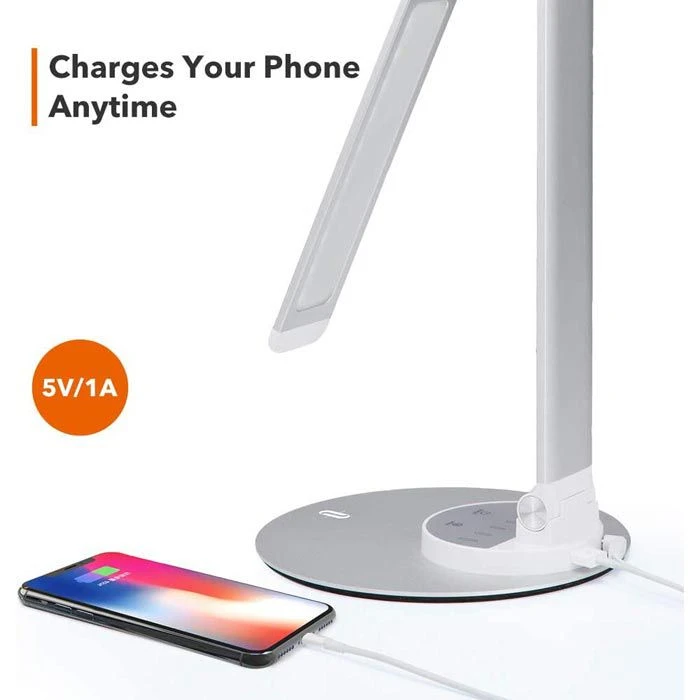 TaoTronics Schreibtischlampe TT-DL22 LED, Standfuß, Dimmbar, USB, Silber 3 TaoTronics Schreibtischlampe TT-DL22 LED, Standfuß, Dimmbar, USB, Silber – Bild 3