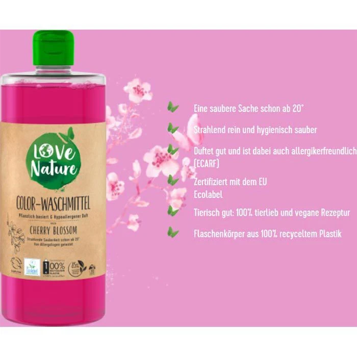 Love-Nature Waschmittel Cherry Blossom, Flüssig, Bunt-Waschmittel, ökologisch, 960 Ml, 20 WL 4 Love-Nature Waschmittel Cherry Blossom, Flüssig, Bunt-Waschmittel, ökologisch, 960 Ml, 20 WL – Bild 4