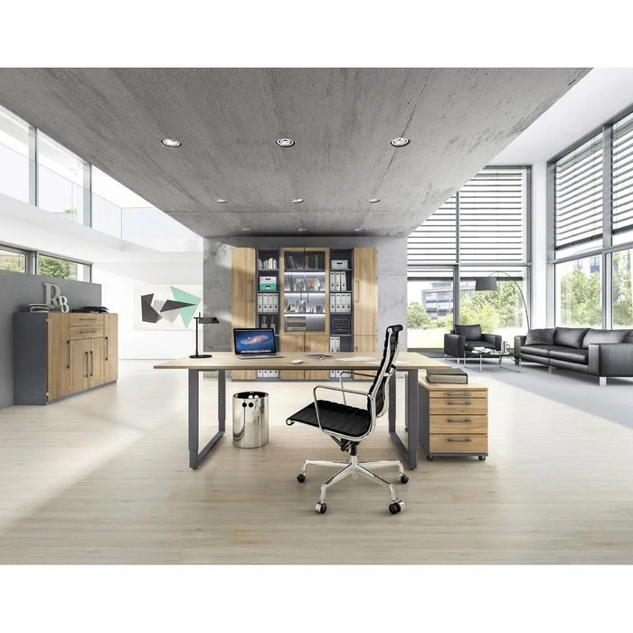 Röhr Rollcontainer Objekt.pur, Eiche Massivholz, Eiche / Weiß, Mit 4 Schüben, Abschließbar 2 Röhr Rollcontainer Objekt.pur, Eiche Massivholz, Eiche / Weiß, Mit 4 Schüben, Abschließbar – Bild 2