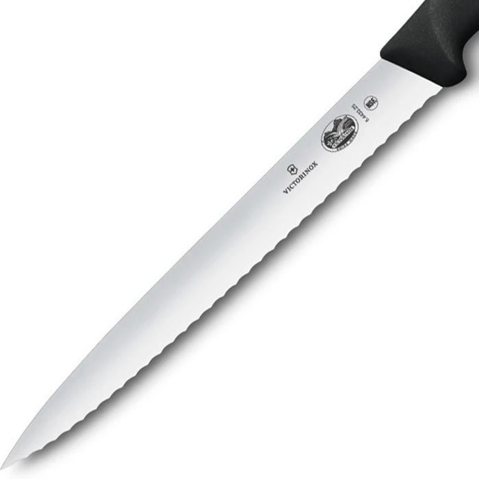 Victorinox Schinkenmesser Fibrox 5.4433.25, 25cm Klinge, Edelstahl, Wellenschliff 3 Victorinox Schinkenmesser Fibrox 5.4433.25, 25cm Klinge, Edelstahl, Wellenschliff – Bild 3