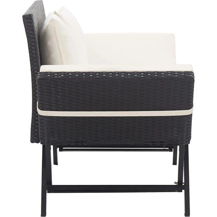 VidaXL Gartenbank 46230, 2-Sitzer, Mit Armlehnen, Wetterfest, Schwarz / Weiß, Polyrattan 4 VidaXL Gartenbank 46230, 2-Sitzer, Mit Armlehnen, Wetterfest, Schwarz / Weiß, Polyrattan – Bild 4