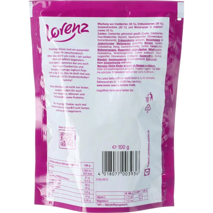 Lorenz Studentenfutter Nuss & Frucht, Mit Joghurt Pops & Cranberries, 100g 3 Lorenz Studentenfutter Nuss & Frucht, Mit Joghurt Pops & Cranberries, 100g – Bild 3