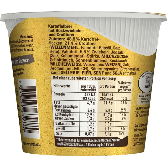 Maggi 5-Minuten-Terrine 8er Pack, Kartoffelbrei Mit Röstzwiebeln & Croutons 4 Maggi 5-Minuten-Terrine 8er Pack, Kartoffelbrei Mit Röstzwiebeln & Croutons – Bild 4